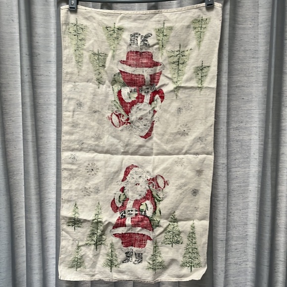 Vintage Parisian Prints Santa Claus Linen Kitchen Tea Towel Christmas Retro 50’s - Picture 6 of 9